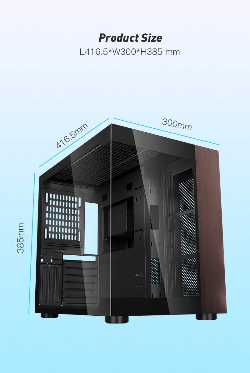 DIYPC DIY-CUBE10-Wood Black USB3.0 /Type C ATX Mid Tower Gaming